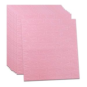 3D Pink Brick Foam Wallpaper